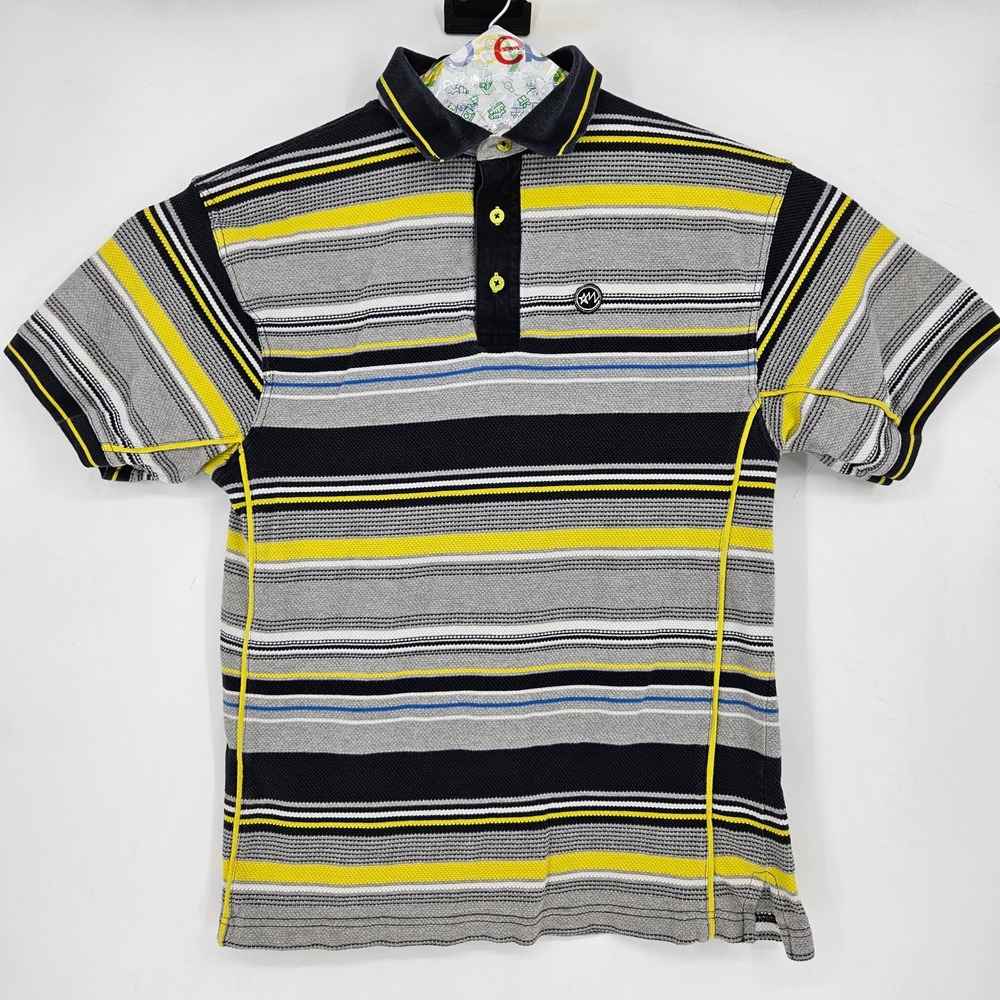 Vintage Mecca Shirt‎ Mens XXL Yellow Polo Y2K Button Up Hip Hop Short Sleeve